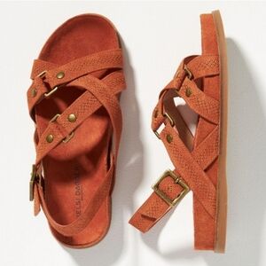 Kelsi Dagger Brooklyn Sandals Size 8.5 Spice Color Cow Suede BoHo Western